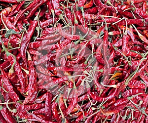 25 Sep 2020, Dhaka, Bangladesh. Dry hot chilies are displayed for sale in local market of dhaka, bangladesh