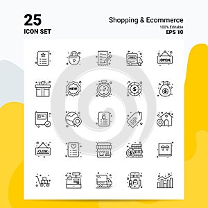 25 Shopping & ECommerce Icon Set. 100% Editable EPS 10 Files. Business Logo Concept Ideas Line icon design
