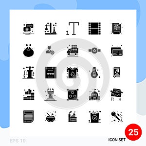 25 Solid Glyph concept for Websites Mobile and Apps news letter, newspaper, tube, news, strip