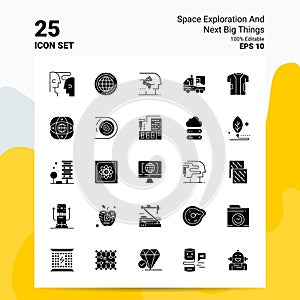25 Space Exploration And Next Big Things Icon Set. 100% Editable EPS 10 Files. Business Logo Concept Ideas Solid Glyph icon design