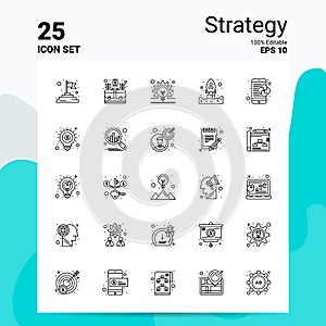 25 Strategy Icon Set. 100% Editable EPS 10 Files. Business Logo Concept Ideas Line icon design
