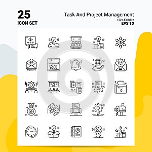 25 Task and Project Management Icon Set. 100% Editable EPS 10 Files. Business Logo Concept Ideas Line icon design