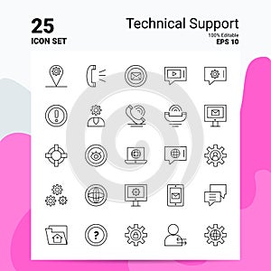25 Technical Support Icon Set. 100% Editable EPS 10 Files. Business Logo Concept Ideas Line icon design