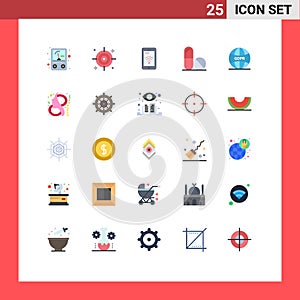 25 Thematic Vector Flat Colors and Editable Symbols of ay, internet, service, global, space