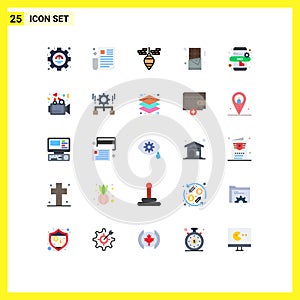 25 Thematic Vector Flat Colors and Editable Symbols of seo online, food, ui, fast food, tool