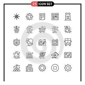 25 Thematic Vector Lines and Editable Symbols of antidote, graphics, rescue, design, plus