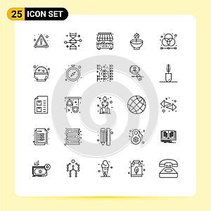 25 Thematic Vector Lines and Editable Symbols of ligh, festival, city, diwali, deepam