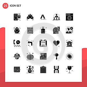 25 Thematic Vector Solid Glyphs and Editable Symbols of mentor, course, mardigras, coach, repair