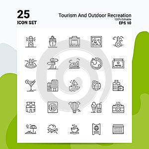 25 Tourism And Outdoor Recreation Icon Set. 100% Editable EPS 10 Files. Business Logo Concept Ideas Line icon design