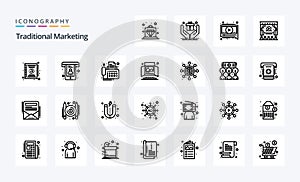 25 Traditional Marketing Line icon pack