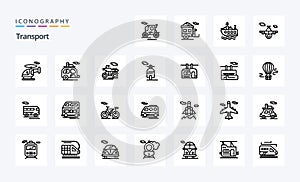 25 Transport Line icon pack. Vector icons illustration
