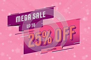 25 twenty-five Percent off super sale shopping halftone pink banner. sale exclusive sale