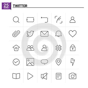 25 Twitter icon set. vector background