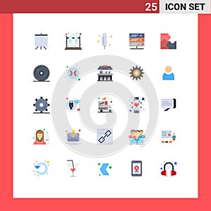 25 Universal Flat Colors Set for Web and Mobile Applications puzzle, web, doctor, server, hosting