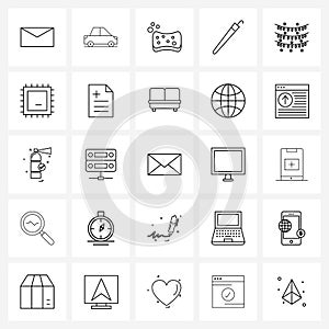 25 Universal Icons Pixel Perfect Symbols of celebrations, weather, clean, raining, umbrella