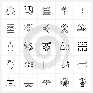 25 Universal Icons Pixel Perfect Symbols of power, arrows, search, direction, files