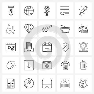 25 Universal Line Icons for Web and Mobile medicine, right, traffic direction board, indent, format