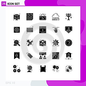 25 Universal Solid Glyphs Set for Web and Mobile Applications data, mouse, drink, keyboard, shop