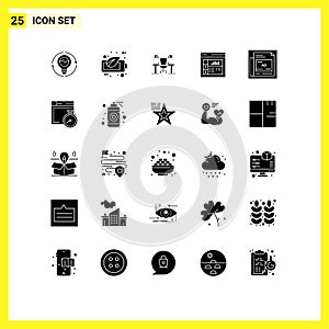 25 Universal Solid Glyphs Set for Web and Mobile Applications work place, desk, ecology, computer, business
