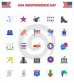 25 USA Flat Signs Independence Day Celebration Symbols of american; shose; army; paper; festival
