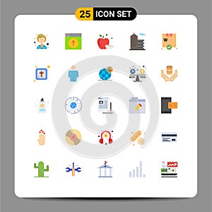 25 User Interface Flat Color Pack of modern Signs and Symbols of check, shopping, apple, office, business