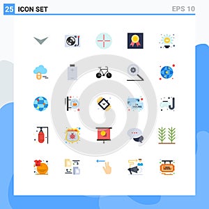 25 User Interface Flat Color Pack of modern Signs and Symbols of cloud, light, beliefs, web, frame