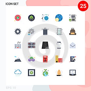 25 User Interface Flat Color Pack of modern Signs and Symbols of payment, global, nature, finance, globe