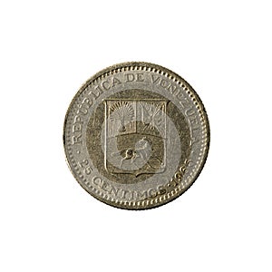 25 venezuelan centimos coin 1965 obverse