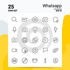 25 WhatsApp Icon Set. 100% Editable EPS 10 Files. Business Logo Concept Ideas Line icon design