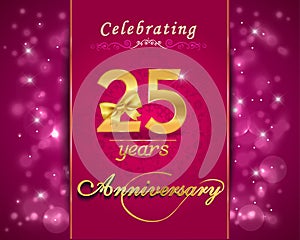 25 year anniversary celebration sparkling card, 25th anniversary