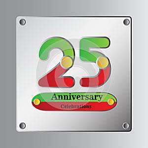 25 Year Anniversary Vector Template Design Illustration