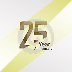 25 Year Anniversary Vector Template Design Illustration Gold Elegant