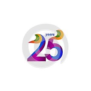 25 Years Anniversary Celebration Elegant Blue Vector Template Design Illustration