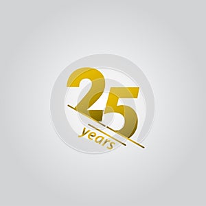 25 Years Anniversary Celebration Gold Line Vector Template Design Illustration