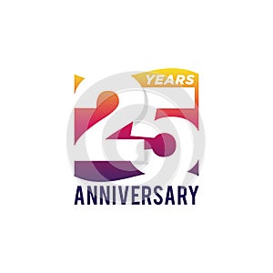 25 Years Anniversary Celebration Icon Vector Logo Design Template. Gradient Flag Style