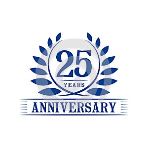 25 years anniversary celebration logo. 25th anniversary luxury design template. Vector and illustration.