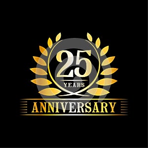 25 years anniversary celebration logo. 25th anniversary luxury design template. Vector and illustration.