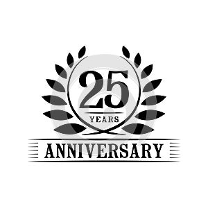 25 years anniversary celebration logo. 25th anniversary luxury design template. Vector and illustration.