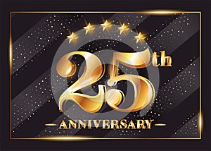 25 Years Anniversary Celebration Vector Logo. 25th Anniversary.