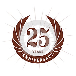 25 years anniversary design template. Elegant anniversary logo design. Twenty-five years logo.