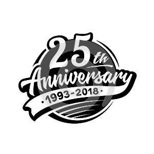 25 years anniversary design template. Vector and illustration. 25th logo.