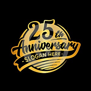 25 years anniversary design template. Vector and illustration. 25th logo.