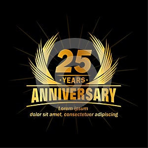 25 years anniversary. Elegant anniversary design. 25th years logo.