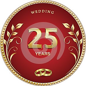 25 years anniversary, festive background, template for celebration event decoration, wedding, greeting card and invitation