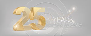 25 years anniversary vector icon, logo. Isolated graphic design with 3D number for 25th anniversary