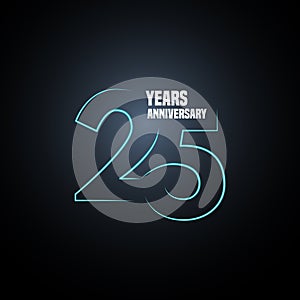 25 years anniversary vector logo, icon. Graphic design element with neon number