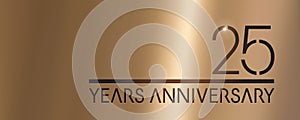25 years anniversary vector logo, icon. Graphic symbol with metallic number for 25th anniversary