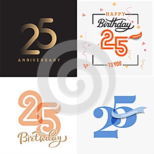 25 years anniversary vector number icon, birthday, anniversary design