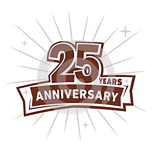 25 years celebrating anniversary design template. 25th anniversary logo. Vector and illustration.