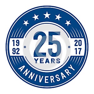 25 years celebrating anniversary design template. 25th anniversary logo. Vector and illustration.